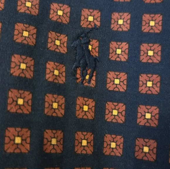 Polo Ralph Lauren Henley Long Sleeve Red Blue Gold Pattern Size Large - Picture 4 of 5